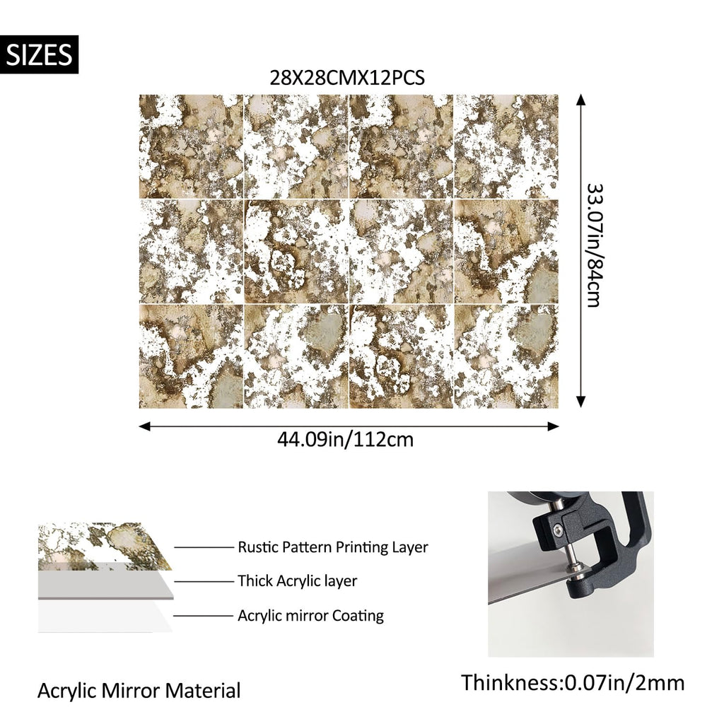 Acrylic Antique Mirror Wall Panels, Humidity Wall