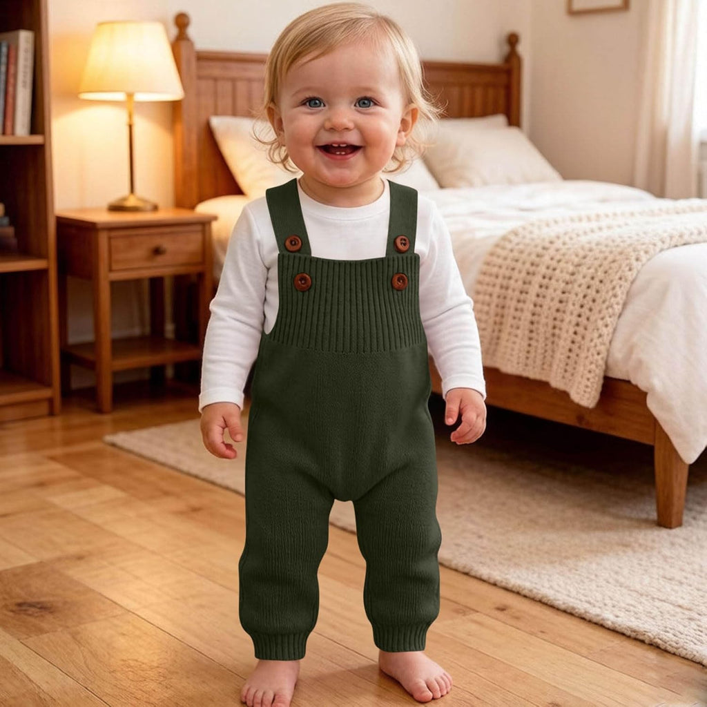 Baby Sweater Romper Knit Solid Color Clothes Suspender Pants Cute Overalls Jumpsuit with Shoulder Straps