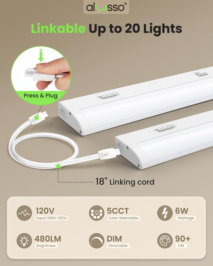 Hardwired 120V Under Cabinet Lighting 12 Inch Counter Kitchen Closet