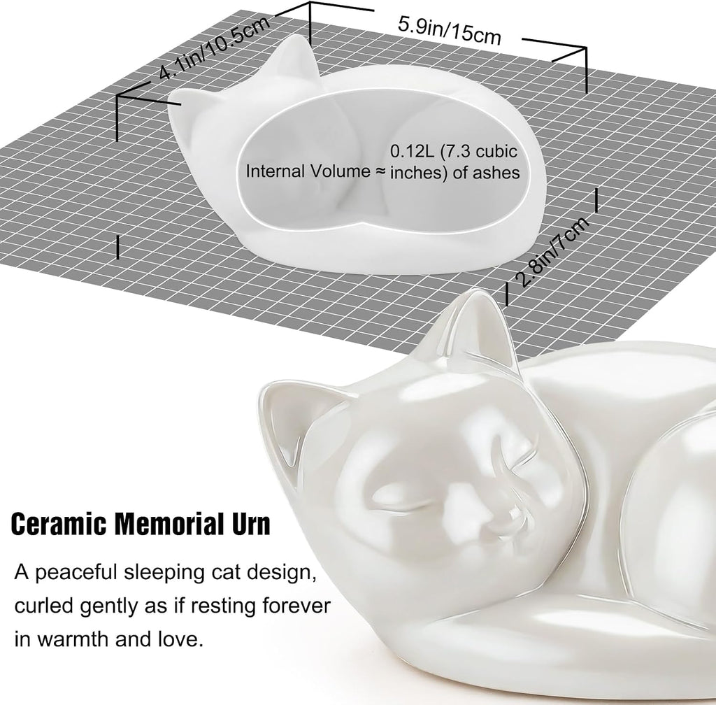 Pet Urn for Cats Small Urn for Pet Ashes Sleeping Kitty Cat Urns for Ashes Pet Cremation Keepsake Funeral Urns