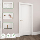30"x80" 1-Panel Prefinished Laminate White Hollow Core Door Slab, Pre-Assembled Waterproof Shaker Style Interior Door