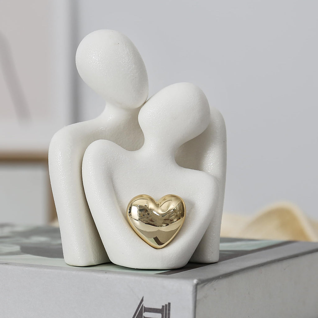 Hugging Couple Statue Ceramic Lover Figurine Home Decor is a Romantic Gift for Her on Wedding Anniversary and