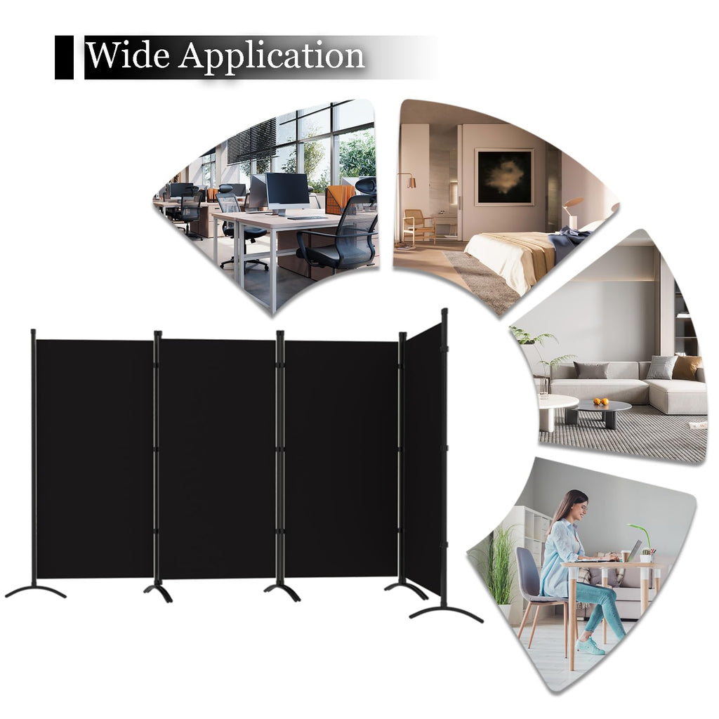 Room Divider, 6FT Tall Folding Partition Room Dividers 4 Panel, Portable and Freestanding Room Divider Screen Wall