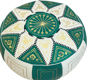 Pouf Ottoman - 100% Genuine Leather Round Footstool, Comfortable Home Décor Accent, Available in 20 Unique Designs