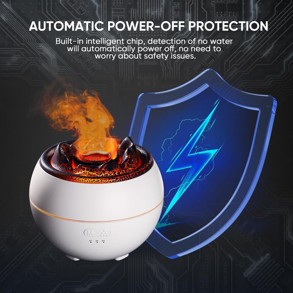 Essential Oil Diffuser, Volcano Flame Fire Oil Diffuser, 360ml Ultrasonic Cool Mist Aromatherapy Humidifier, Scent