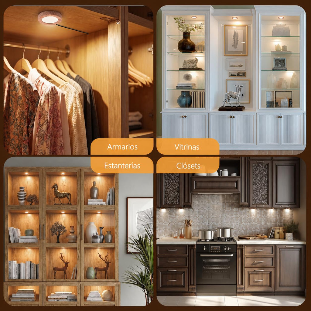 LED Under Cabinet Lighting with Remote,6 Pack Puck Lights Plug in Wired