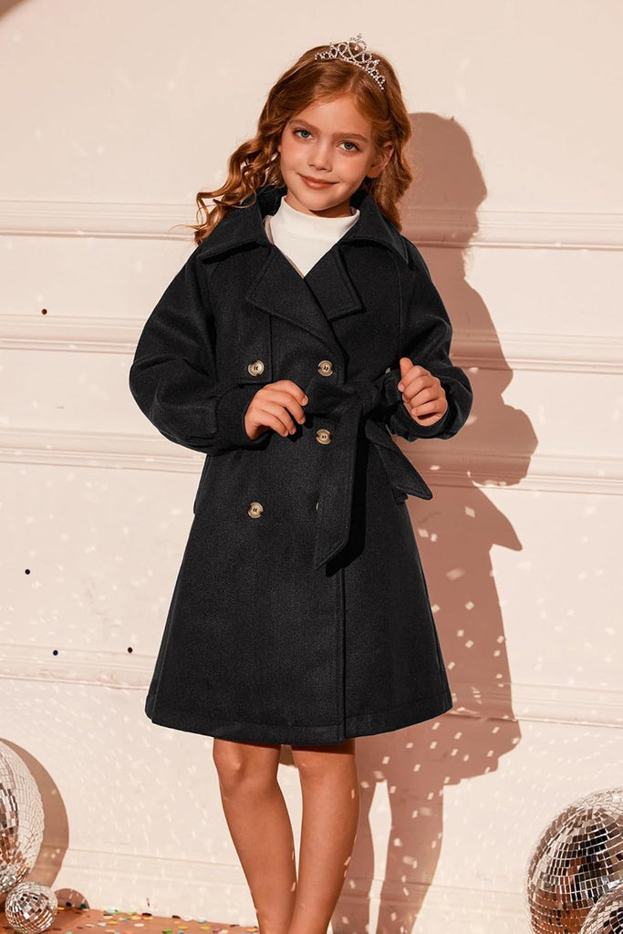 Girls Dress Coat Long Trench Belted Winter Coats