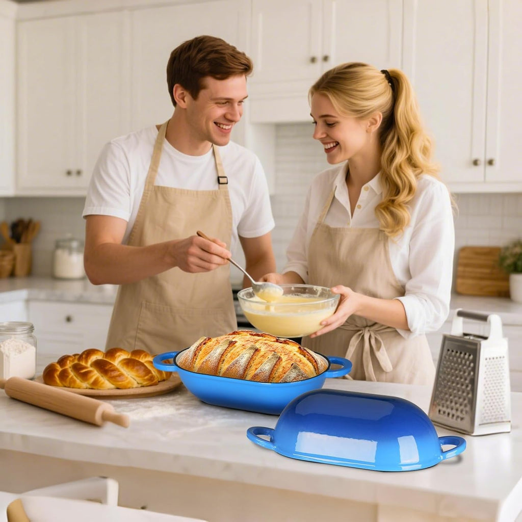 2.5qt Enameled Cast Iron Dutch Oven for Sourdough Bread Baking, Oven Safe Dutch Oven Pot with Lid, Non-Stick Bread