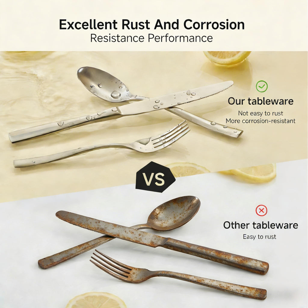 Flatware Set for 6, Matte Stainless Steel Utensil Set with Forks, Knives, Spoons, Dishwasher Safe, Rust