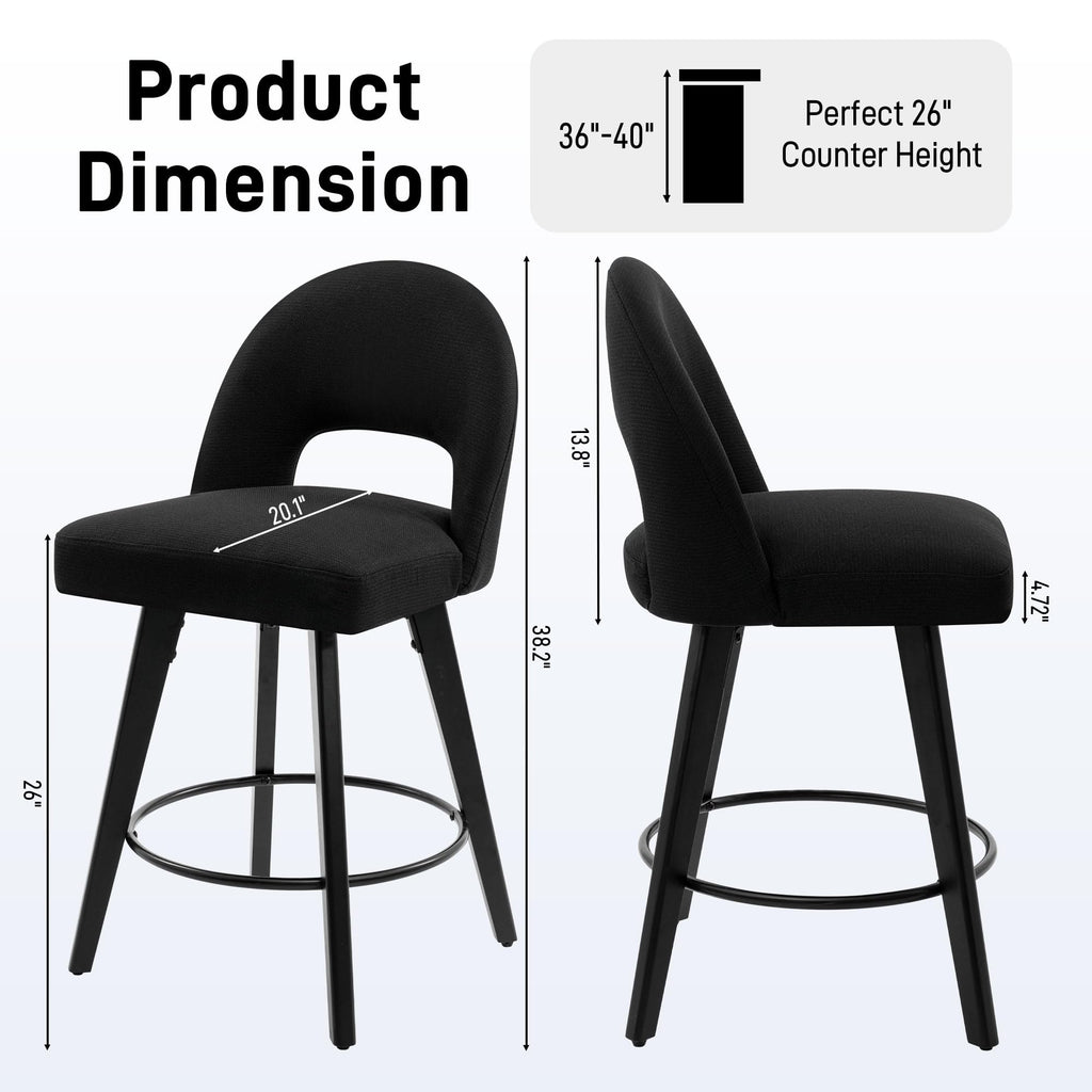 Counter Height Bar Stool, Swivel Upholstered Bar Chair