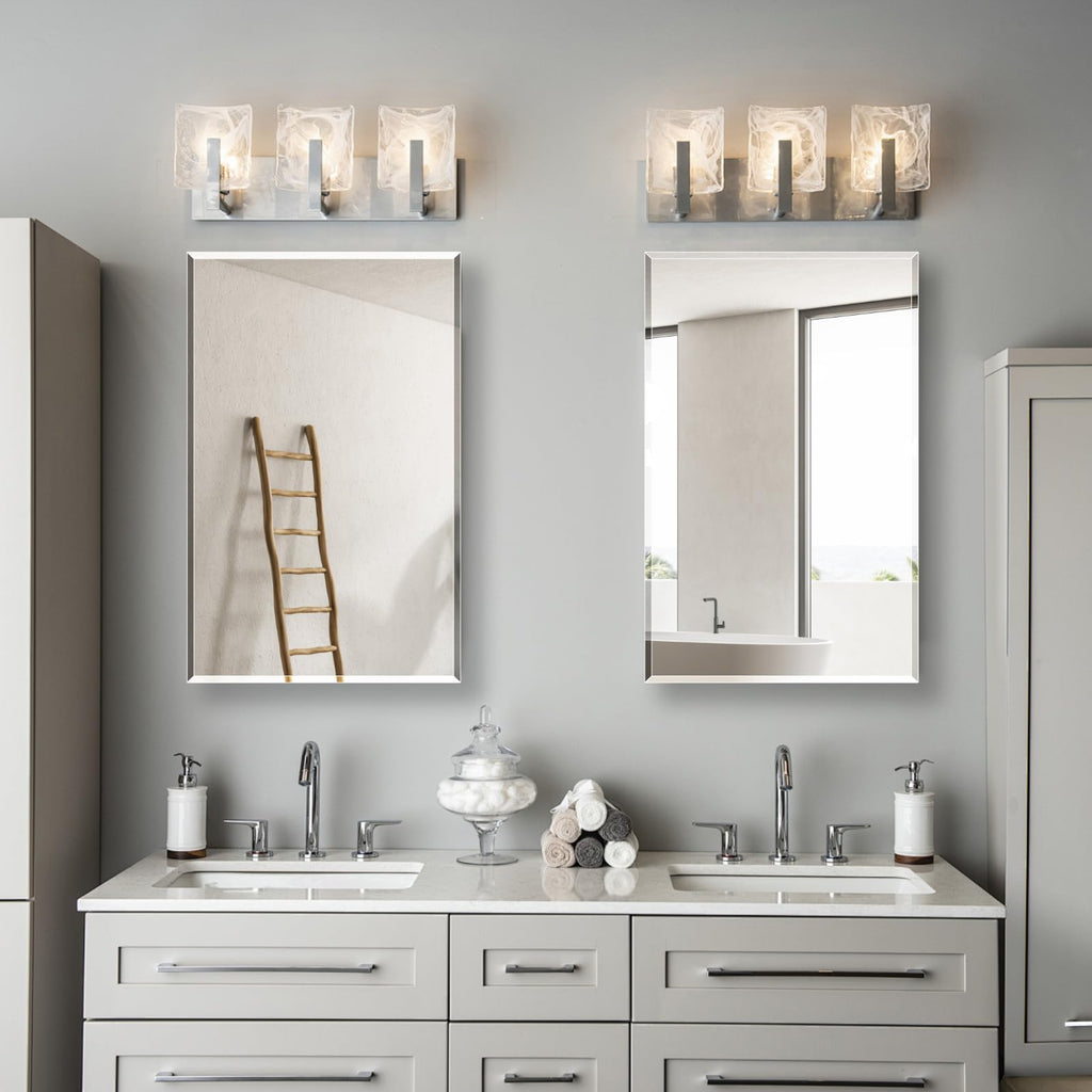 Bathroom Medicine Cabinet with Mirror, 20x26 Inch Rectangular Beveled Mirror Cabinet, Wall Mounted Metal Cabinet