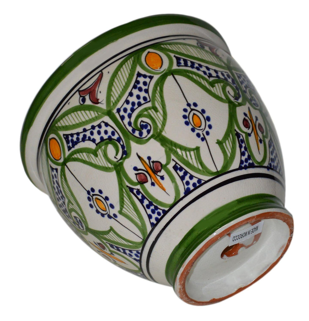 Flower Pot Moroccan Spanish Garden Drain Hole Ceramic Planter Handmade Multicolored