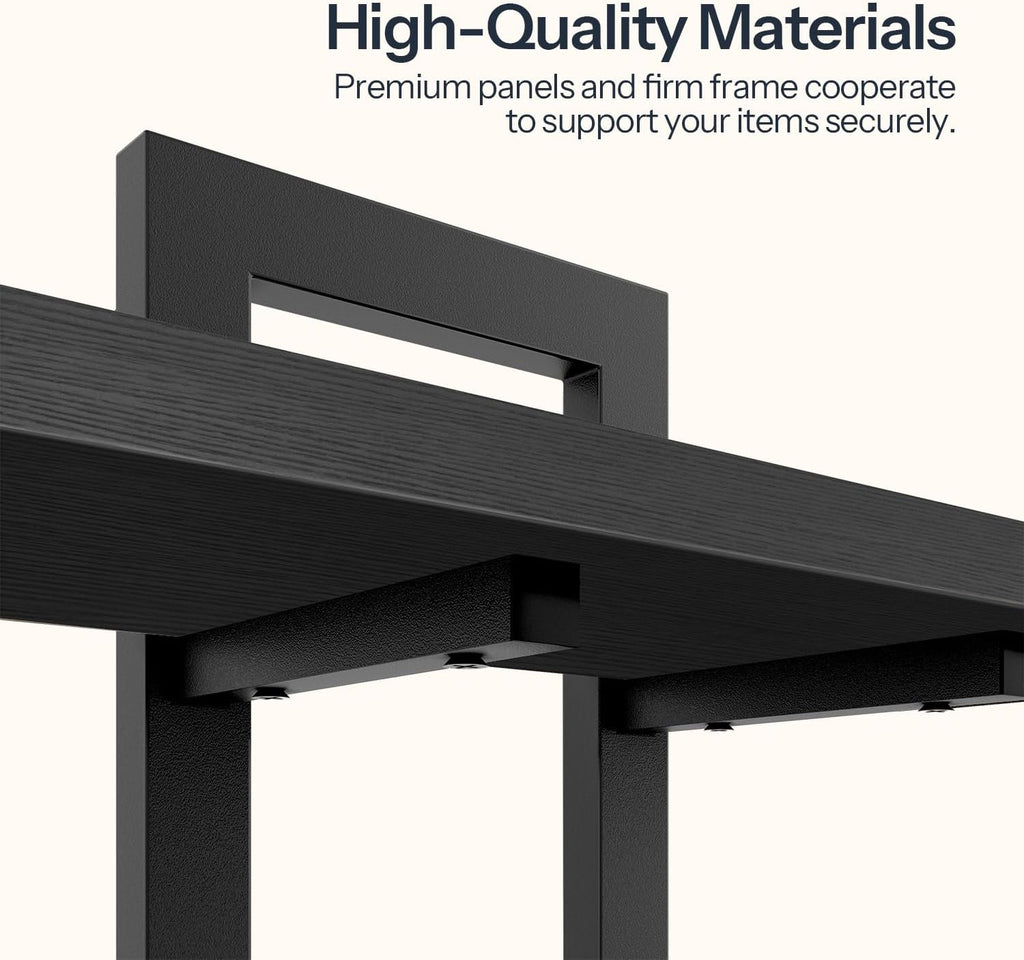 Floating Shelves, 15 Inch Wall Shelf Set of 3, Wall Mounted Storage Shelves 2-Tier, Hanging Bathroom Shelves, Black