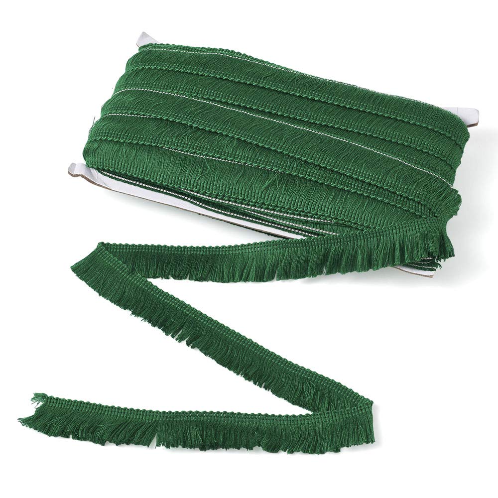 MegaPet Polyester Fringe Tassel Lace Trim 1 Inch x 82 Feet Chainette Fringe Fibre Trim Green for Sewing Quilting