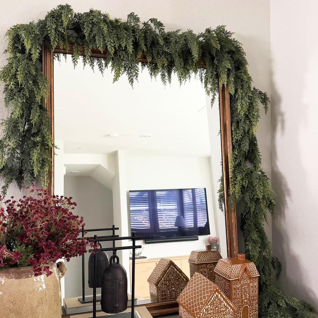 9FT Christmas Cedar Garland Deluxe Real Touch Greenery for Mantle Decor