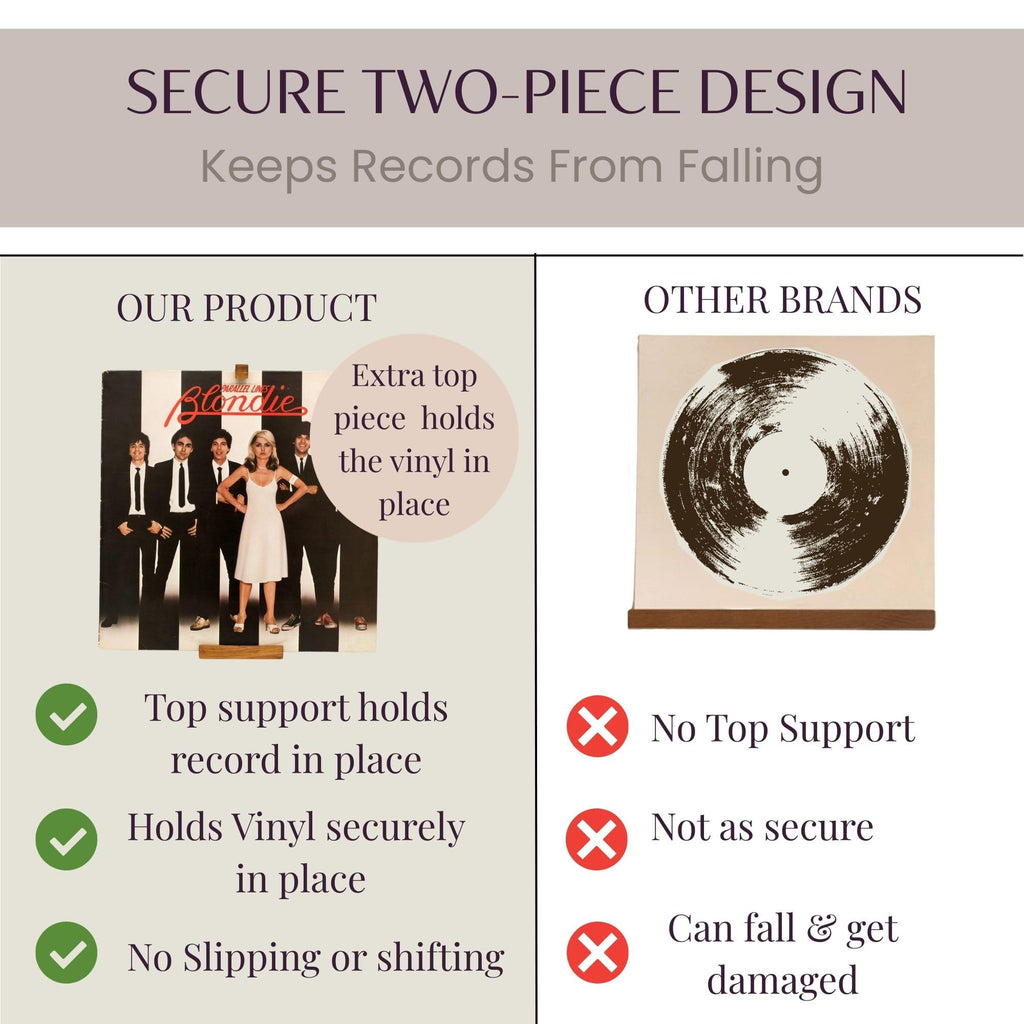 Vinyl Record Wall Mount - Pack of 6 Floating LP Album Display Holders | Pine Wood with Walnut Matte Finish | Easy
