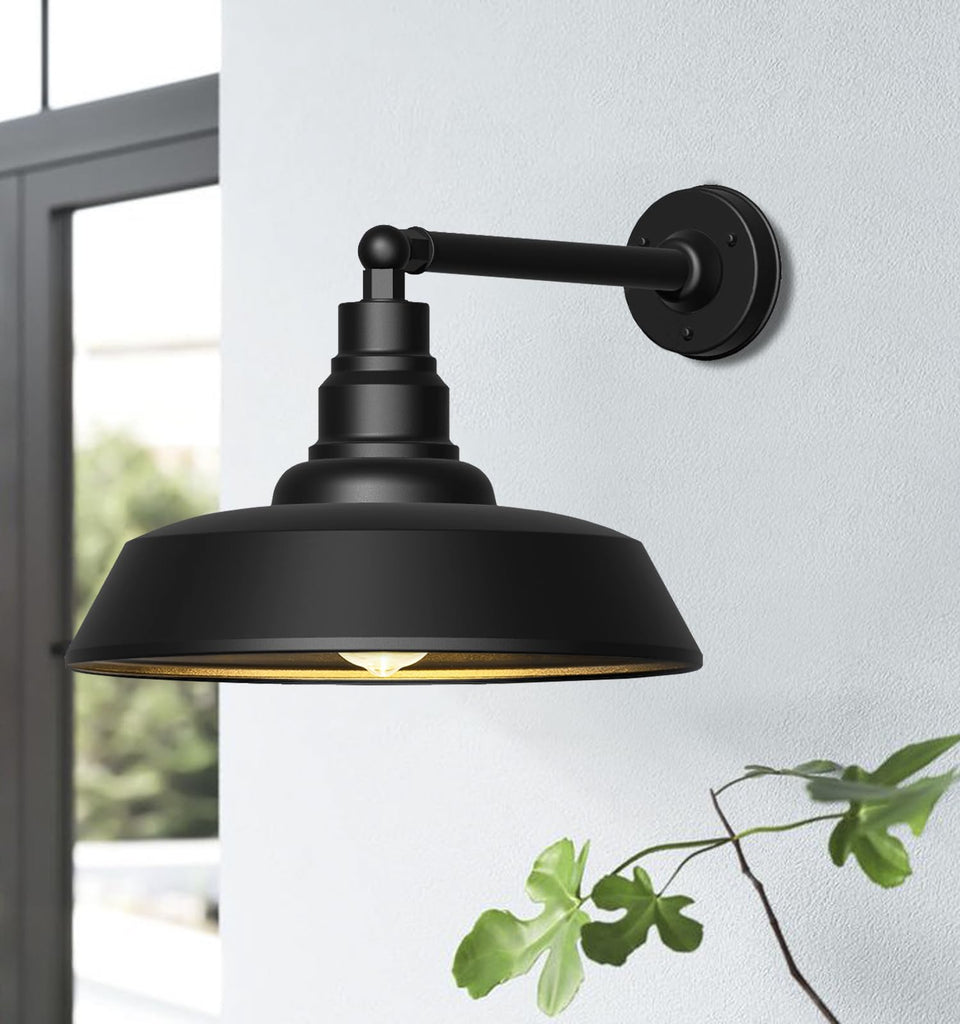 18" Black Gooseneck Barn Lights, Rust-Resistant, 2-Pack