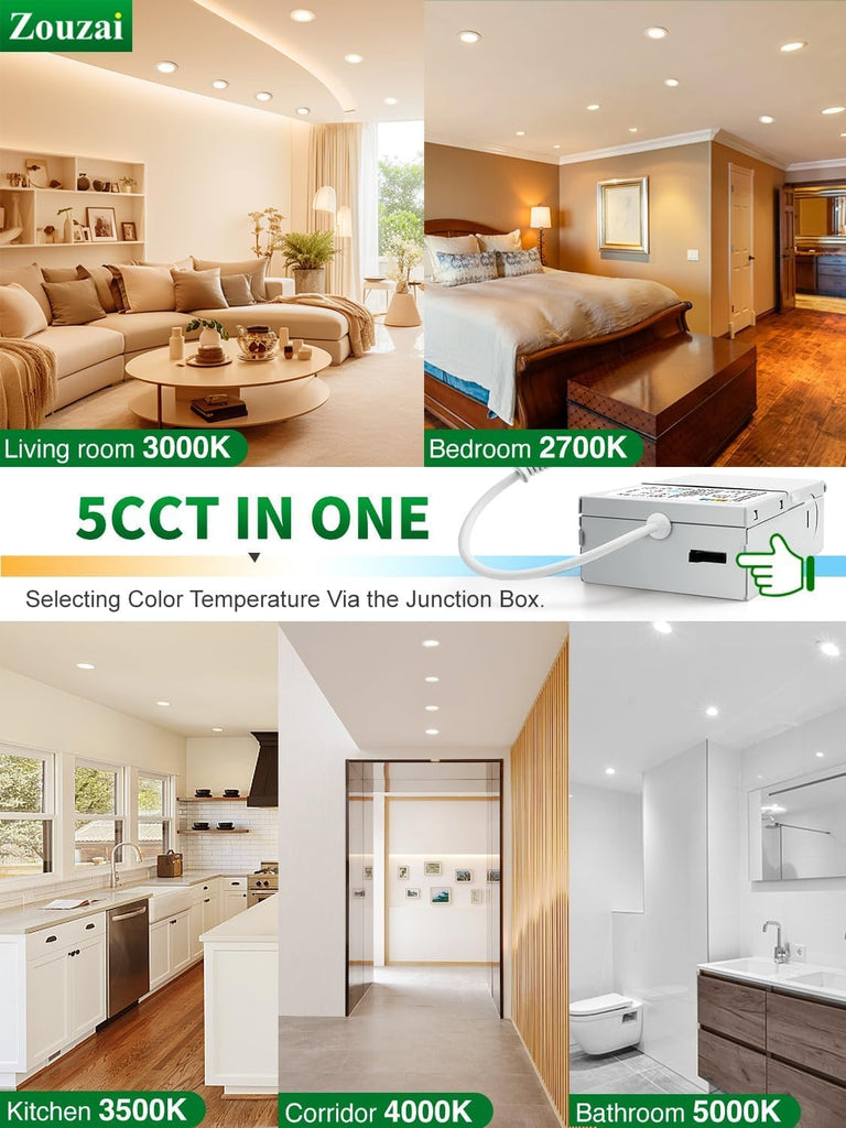 6 Pack 4 Inch LED Recessed Ceiling Light, 810LM, 5CCT, Dimmable