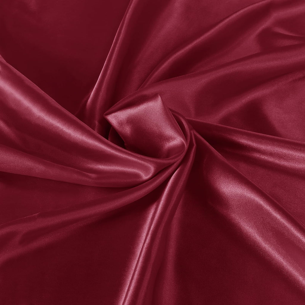 72 Inch Satin Square Tablecloth Overlay, Red, 6 Pcs
