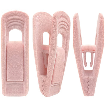 Light Pink Velvet Hangers Clips 40 PCS, Non-Slip Finger Clip for Pants Suit Skirt Velvet Hanger, Strong Flocking