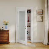 Slab Door Interior for 18" X 80" Opening,Full Lite Tempered Frosted Glass,Solid Core,Pre-Assembled,Premium Baking