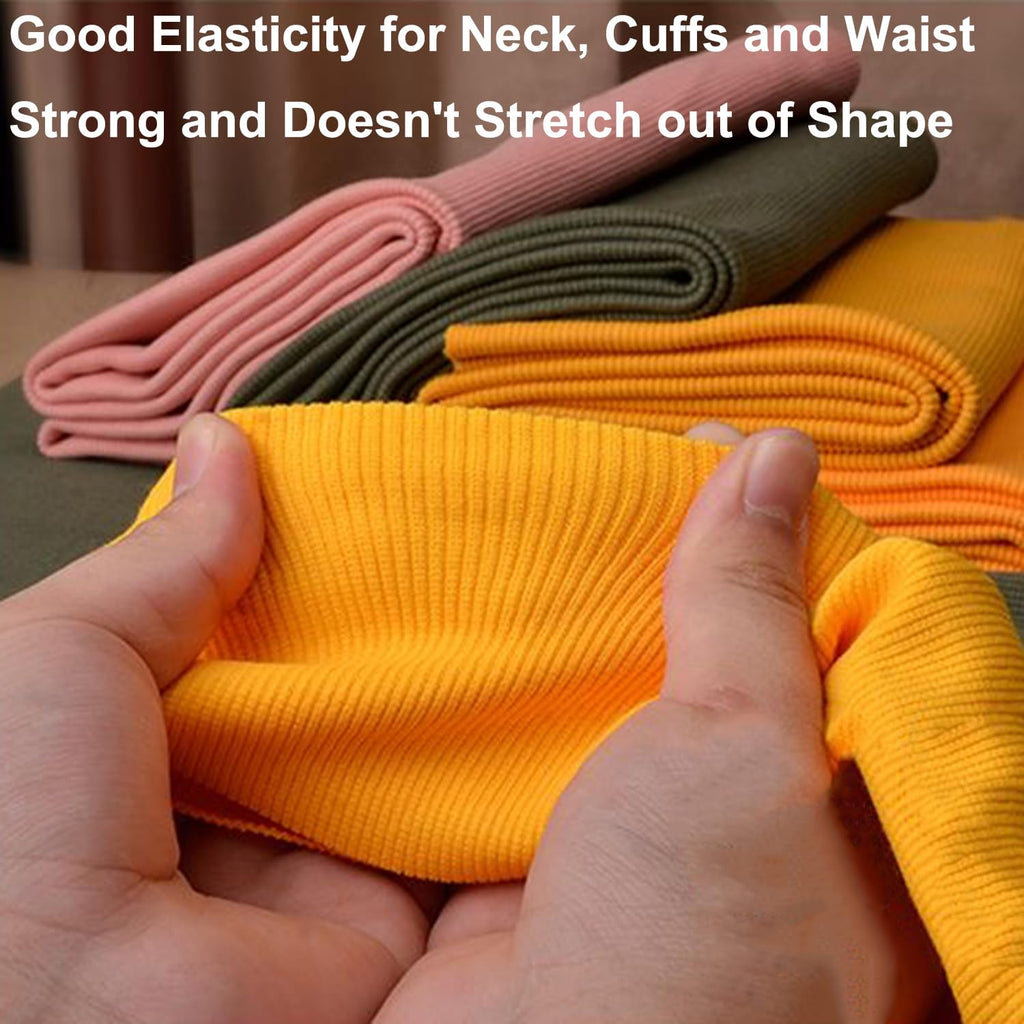 Soft Cotton Ribbing Fabric for Cuffs Collar and Waistband Stretch Rib Knitted Fabric for Sewing Jackets Coats (Black