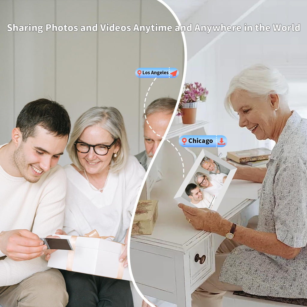 Frameo 10.1" Digital Picture Frame White, Smart WiFi Digital Photo Frame with IPS Touch Screen, 1280x800 HD Display
