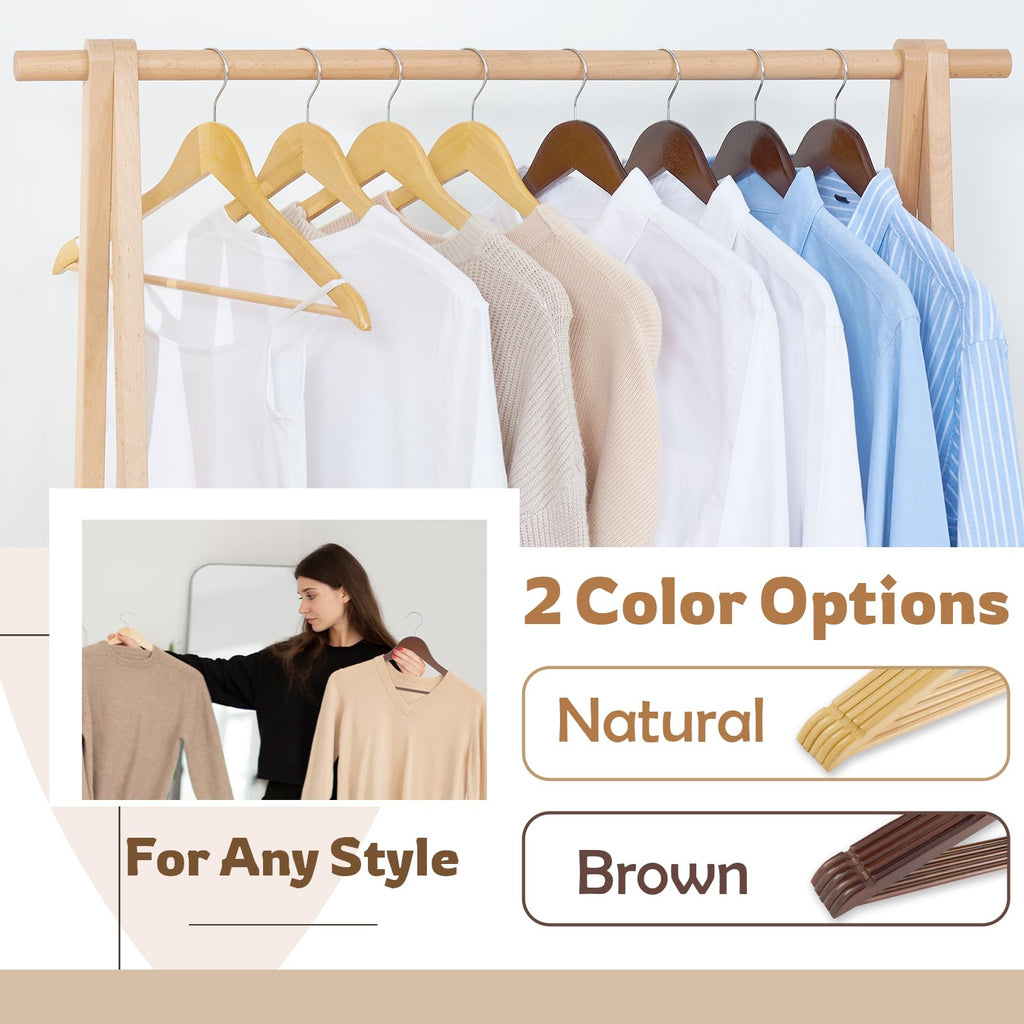 Wooden Hangers, 20 Pack Coat Hangers with Extra Smooth Finish