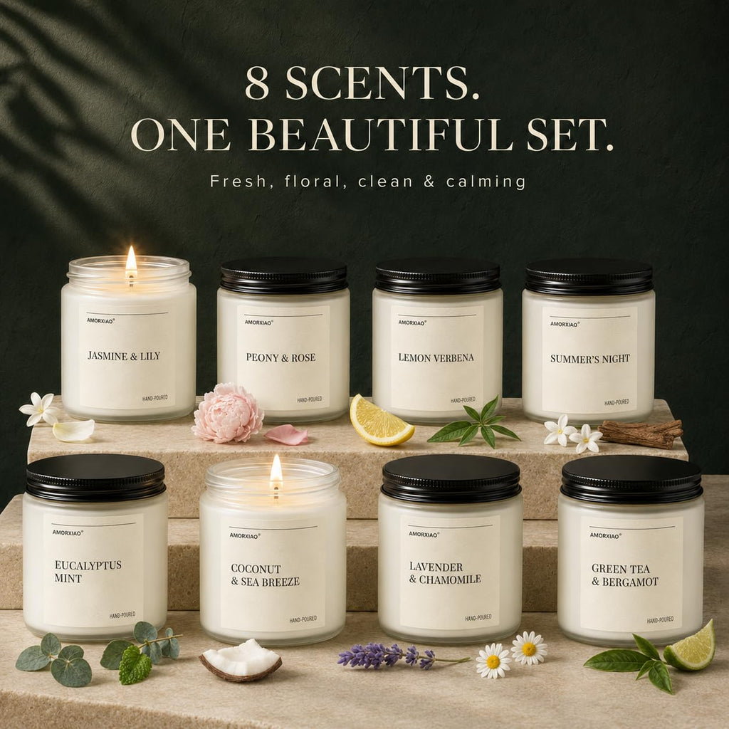 Scented Candles Gift Set for Women, 8 Pack Soy Wax Jar Candles