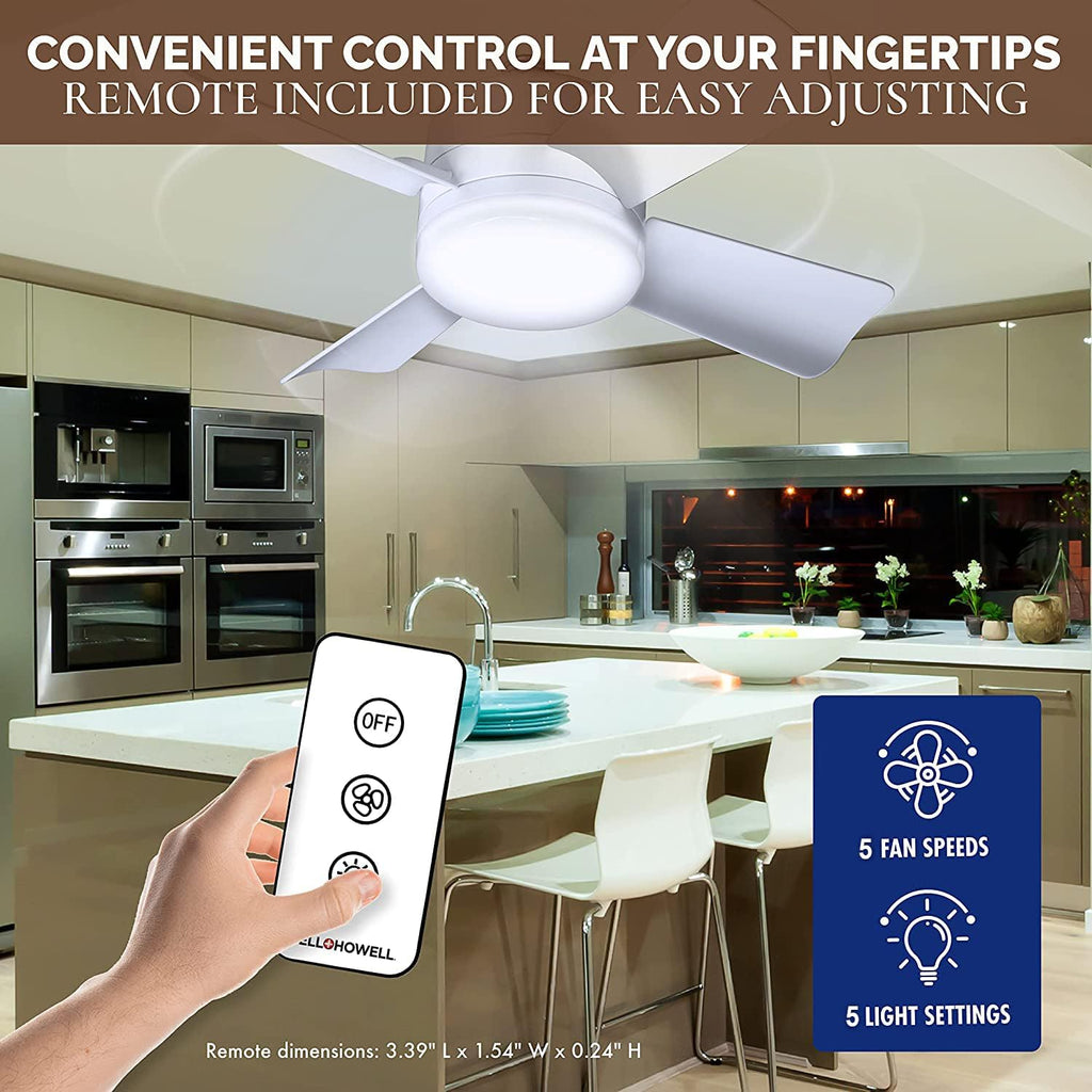Socket Breeze Light 5-Speed Deluxe LED Ceiling Fans with Lights and Remote Control For Bedroom, Kitchen, Living Room,1000 Lumens / 5000 Kelvins A101-B0CQMXBDQS