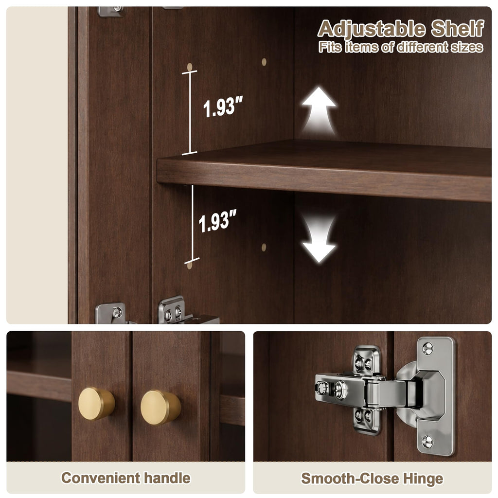 Arched Wall Cabinet, Bathroom Cabinet Wall Mount with Glass Doors & Adjustable Shelf, Floating Medicine Cabinet