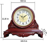 Decorative Quartz Mantel Clock, 12 Inch, Antique Style, Burgundy Red