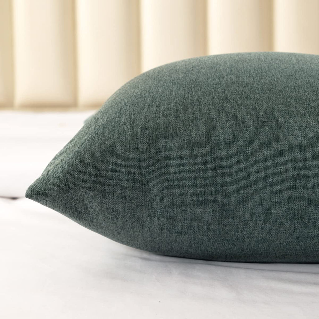 2 Pillowcases (45×45cm)(Without Insert) Blue-Green, Imitation Linen Decorative 2 Pillowcases (Without Insert) Hotel