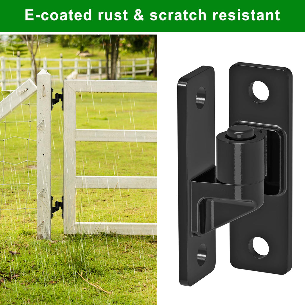 Heavy Duty Gate Hinges, 4Pack High Strength Steel with Electroplated Finish, Load Capacity, Thick 6mm Black