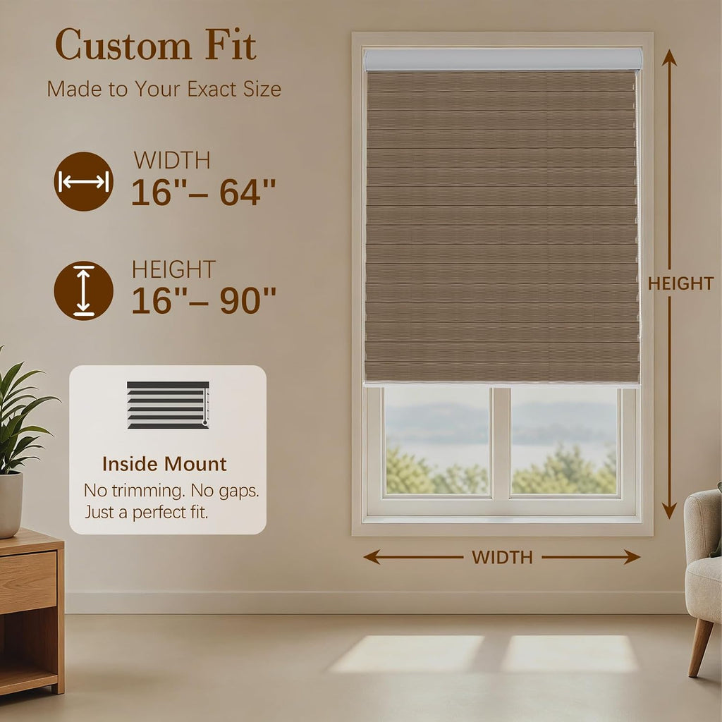 No-Drill Custom Shangri-La Roller Shades -Blackout Blinds for Windows