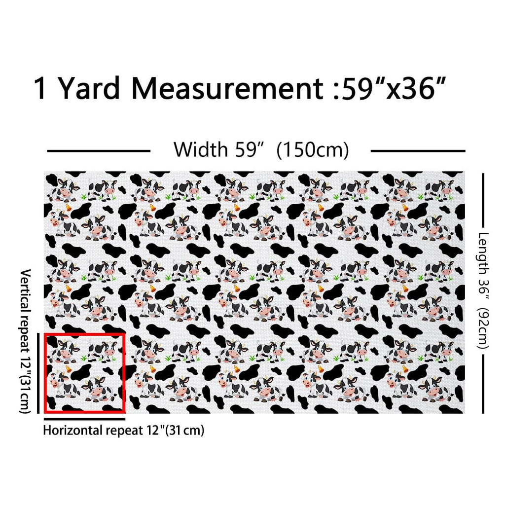 Cartoon Milk Cow Upholstery Fabric By The Yard, Cow Print Reupholstery Fabric for Chairs, Farmhouse Animals Decorative