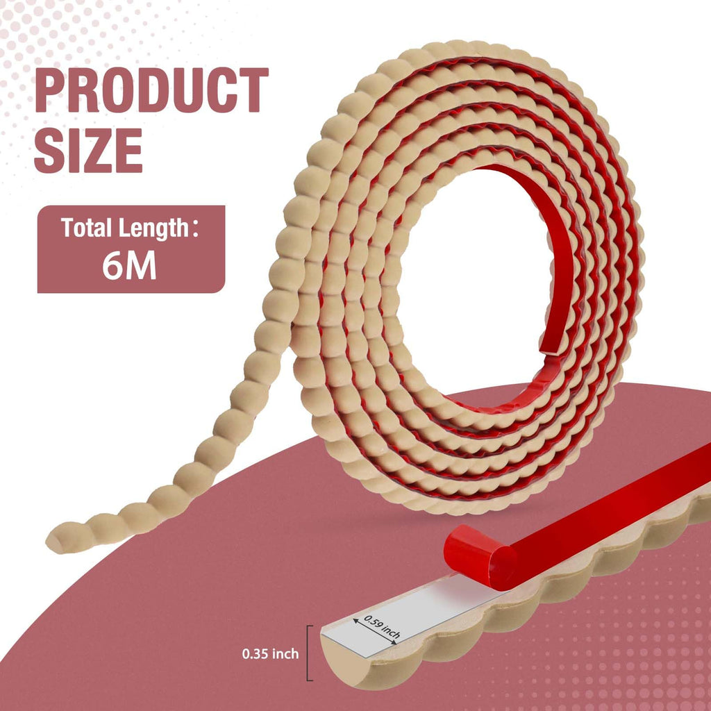 Flexible Molding Trim Peel and Stick Beaded Trim, Light Brown