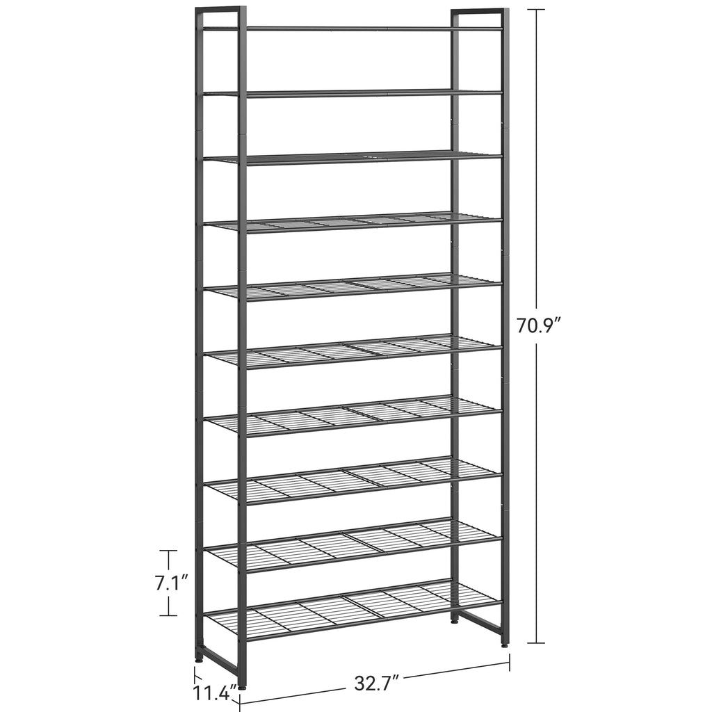 Shoe Rack for Closet, Metal Shoe Organizer, 10 Tier Garage Shoe Rack Max Holds 50 Pairs, Shoe Storage Shelf, Entryway