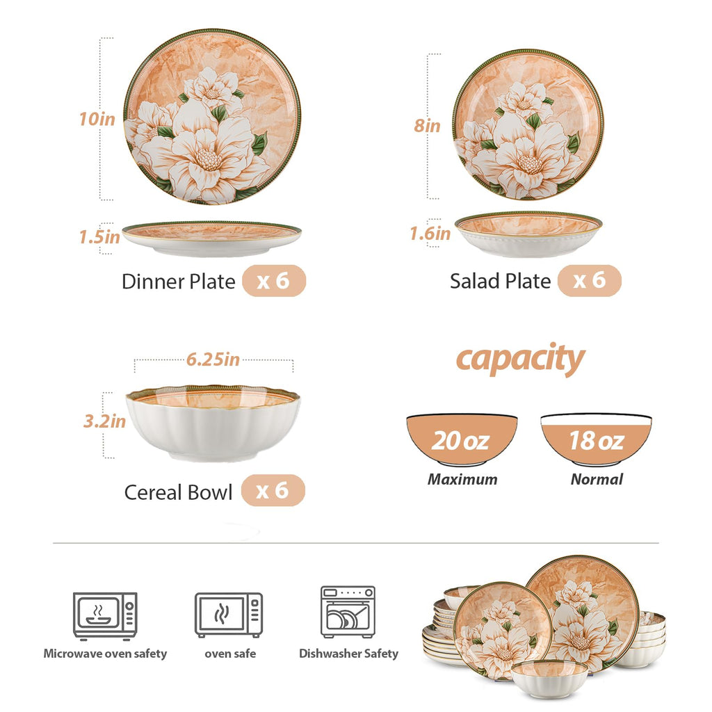 Ceramic Dinnerware Set, Series Western II(Camellia)