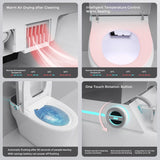 Auto Open/Close Lid Smart Toilet Bidet with Built-in Tank, Auto Flush & Wash, Elongated Heated Seat