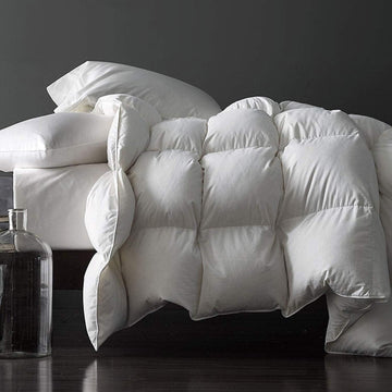 Premium Feathers Down Duvet Insert Comforter Oversized King All Season Medium Warmth White 100% Cott