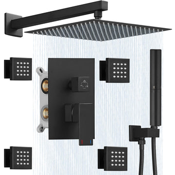 Rain Shower System with Body Jet Rainfall Shower Faucet Set
