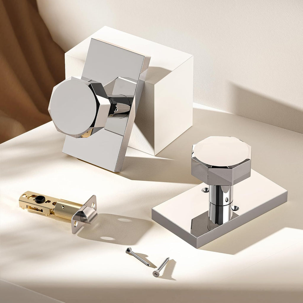 Polished Chrome Interior Door Knob Passage Door Handles for Hall and Closet