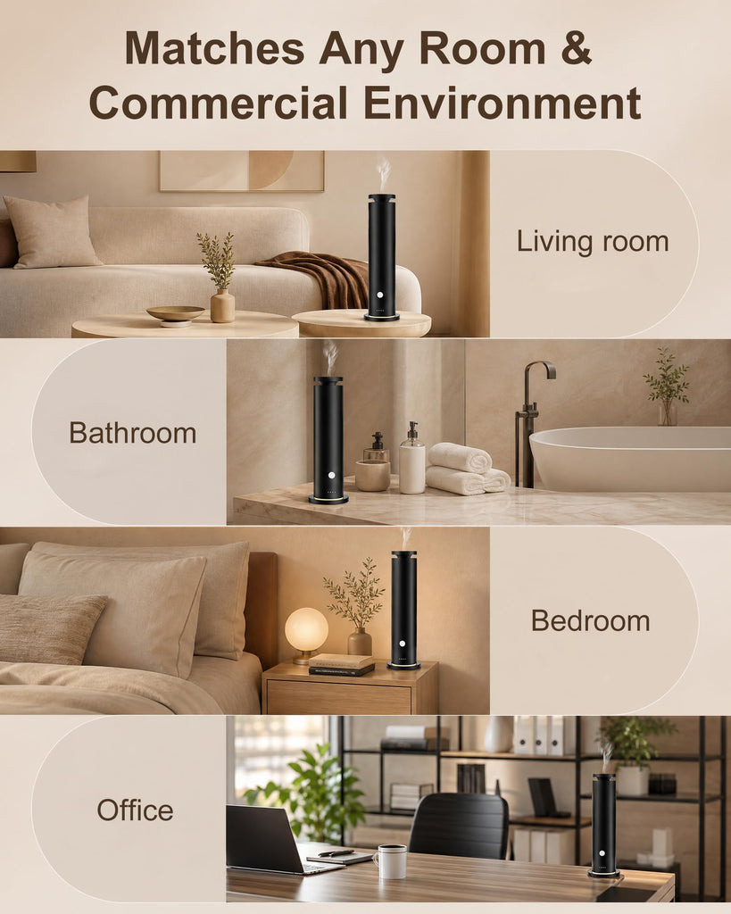 Waterless Diffuser with 5 Essential Oils Set, Hotel Collection Scent Diffuser Up to 1500 Sq.Ft, Diffuser with Remote