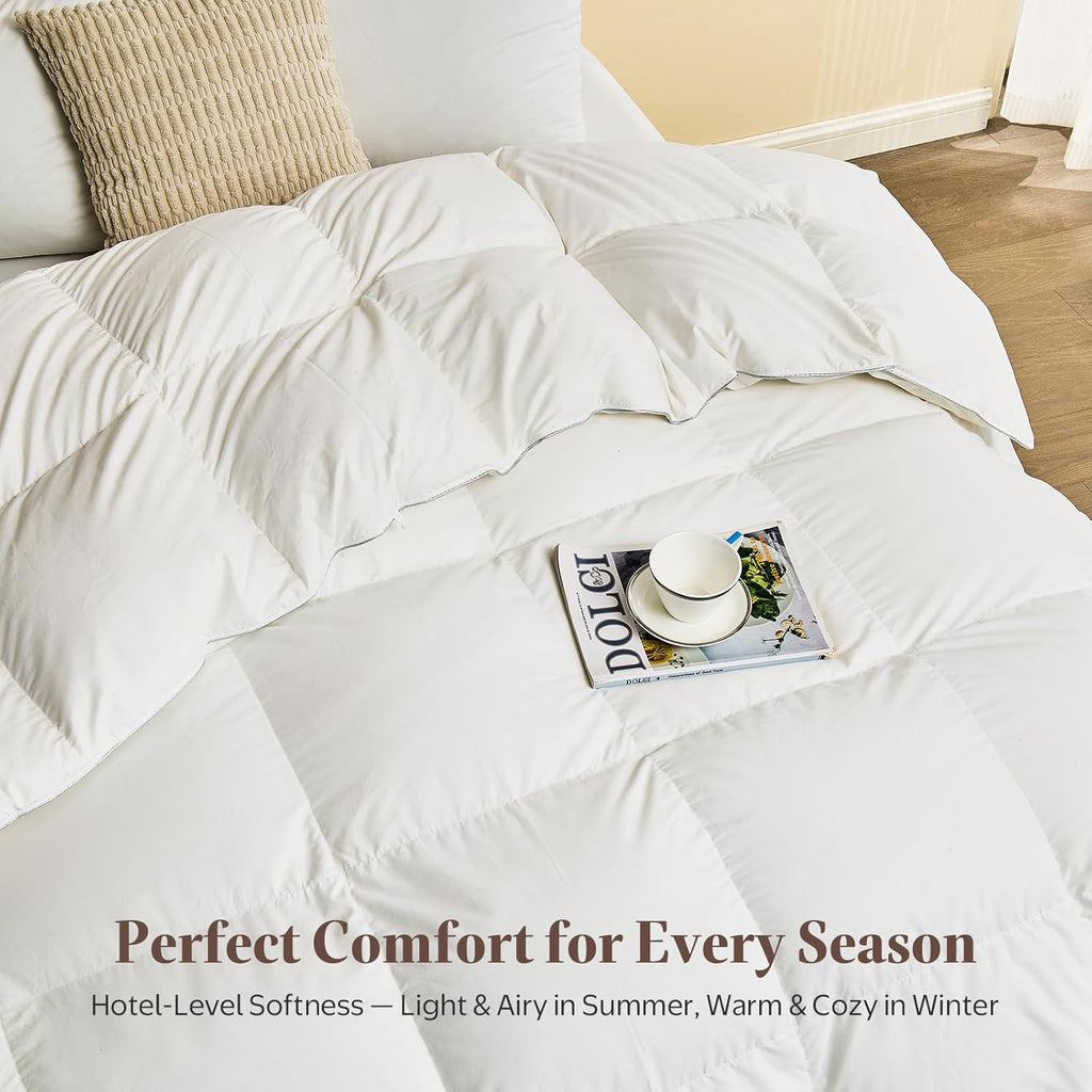 Luxury Down Feather Fiber Comforter Oversized Queen