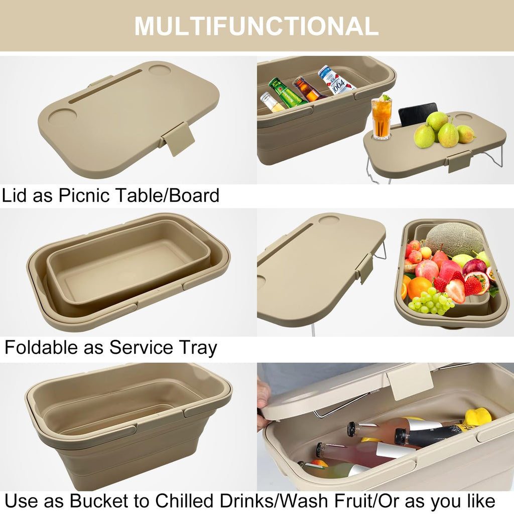 Foldable Picnic Basket Car Trunk Organiser, Khaki