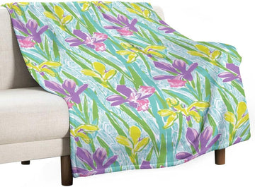 Botanical Floral Leaf Decorative Warm Fleece Throw Blanket, Autumn Bedroom Decor