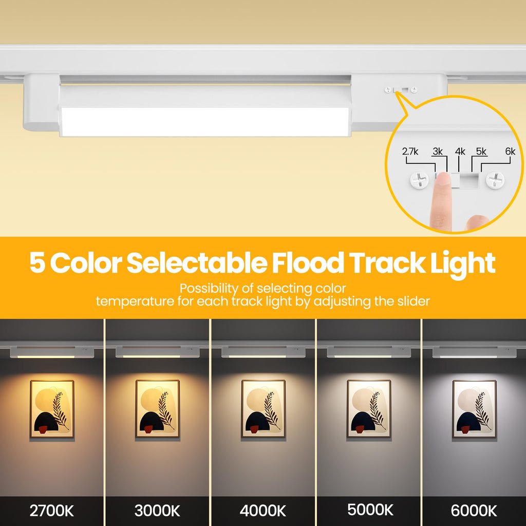 5 Color Linear H Track Lighting Heads Dimmable, White 25W 2 Pack