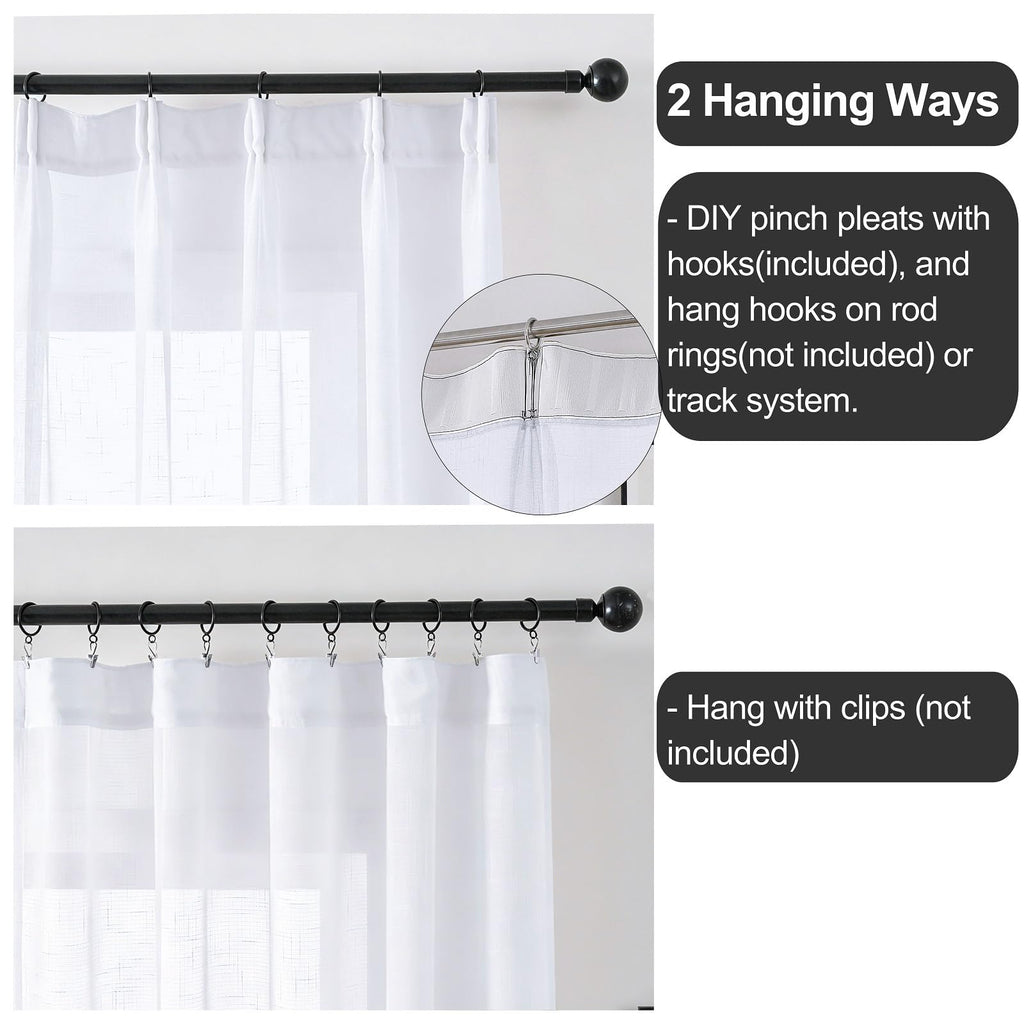 White Sheer Curtains 102 Inches Long Pinch Pleat Ceiling Curtains & Drapes