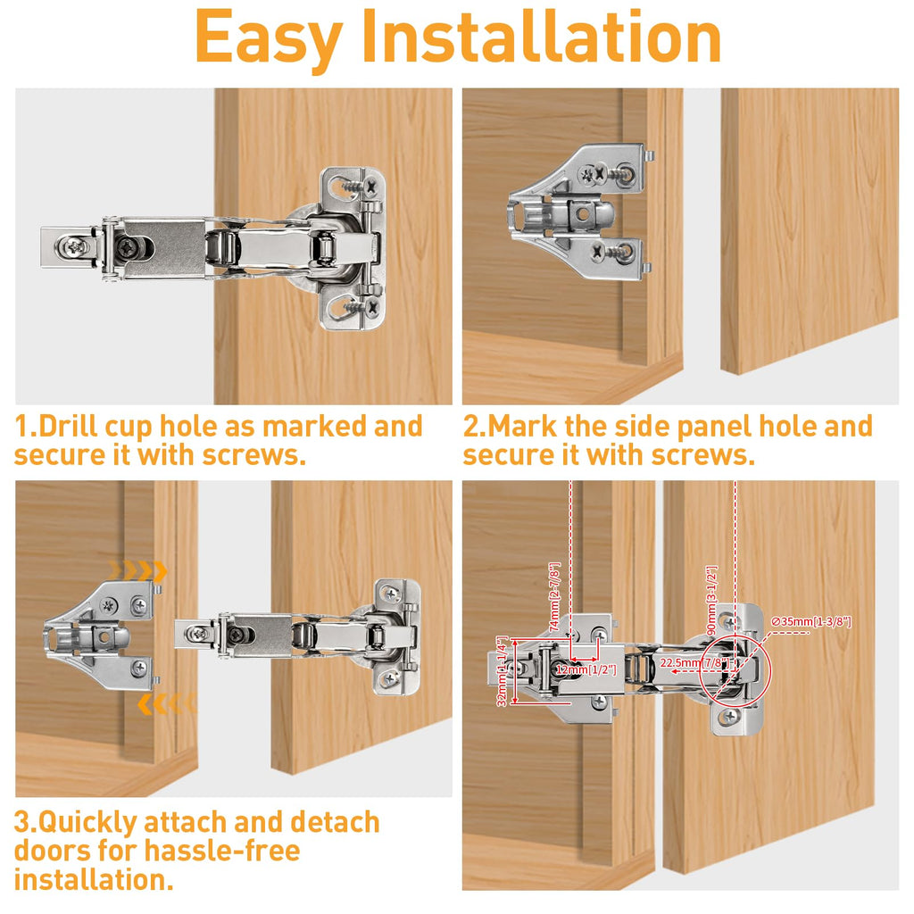 175 Degree Hinge Face Frame Cabinet Doors Hinges, Universal 45/48mm
